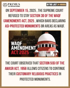 ASI- Protected Monuments can’t be Declared as Waqfs