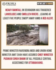 Heavy rain triggers landslides in Dehradun amid red alert