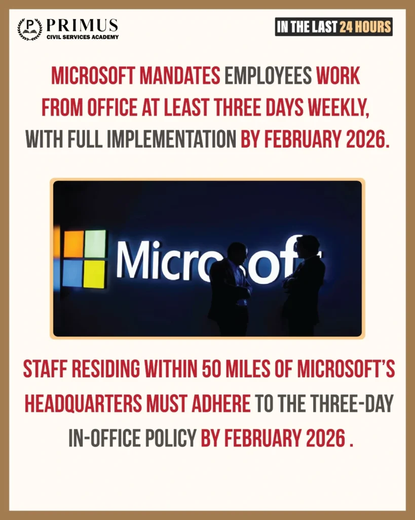 Microsoft Mandates 3-Day Work-From-Office For Employees By February 2026